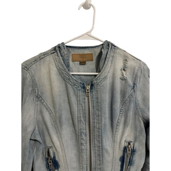 BLANK NYC Women's Small Blue Long Sleeve Zip Pocket Denim Zip Up Jacket - Picture 5 of 14
